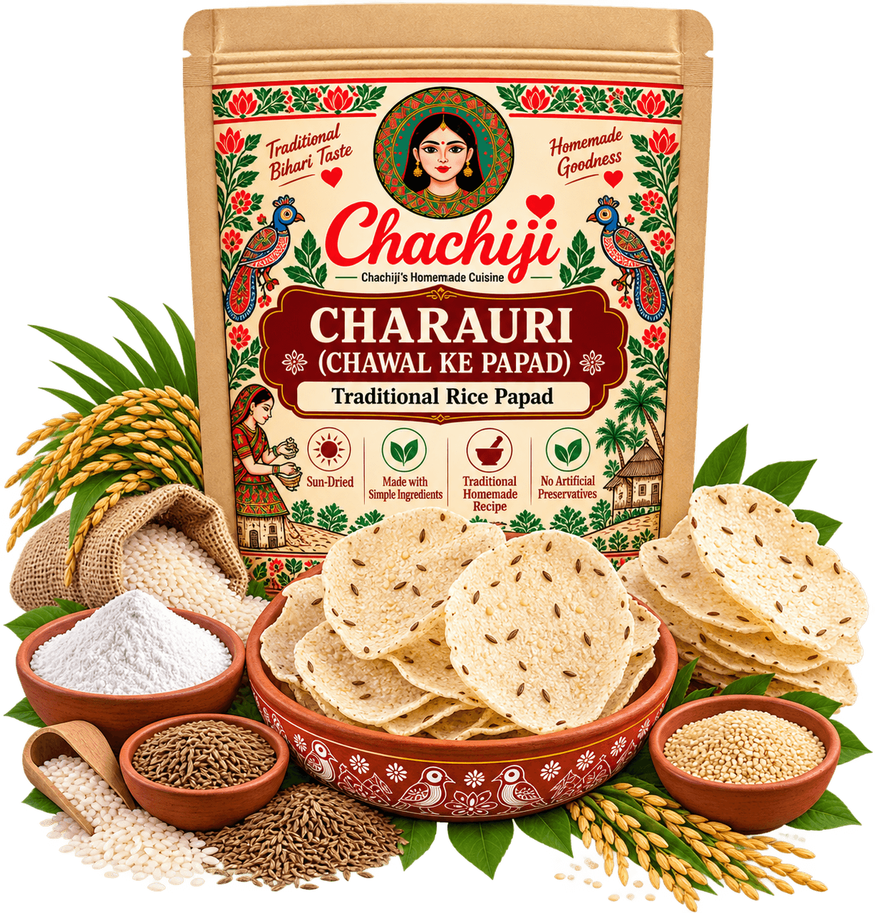 Charauri (Chawal Ke Papad) – Traditional Rice Papad