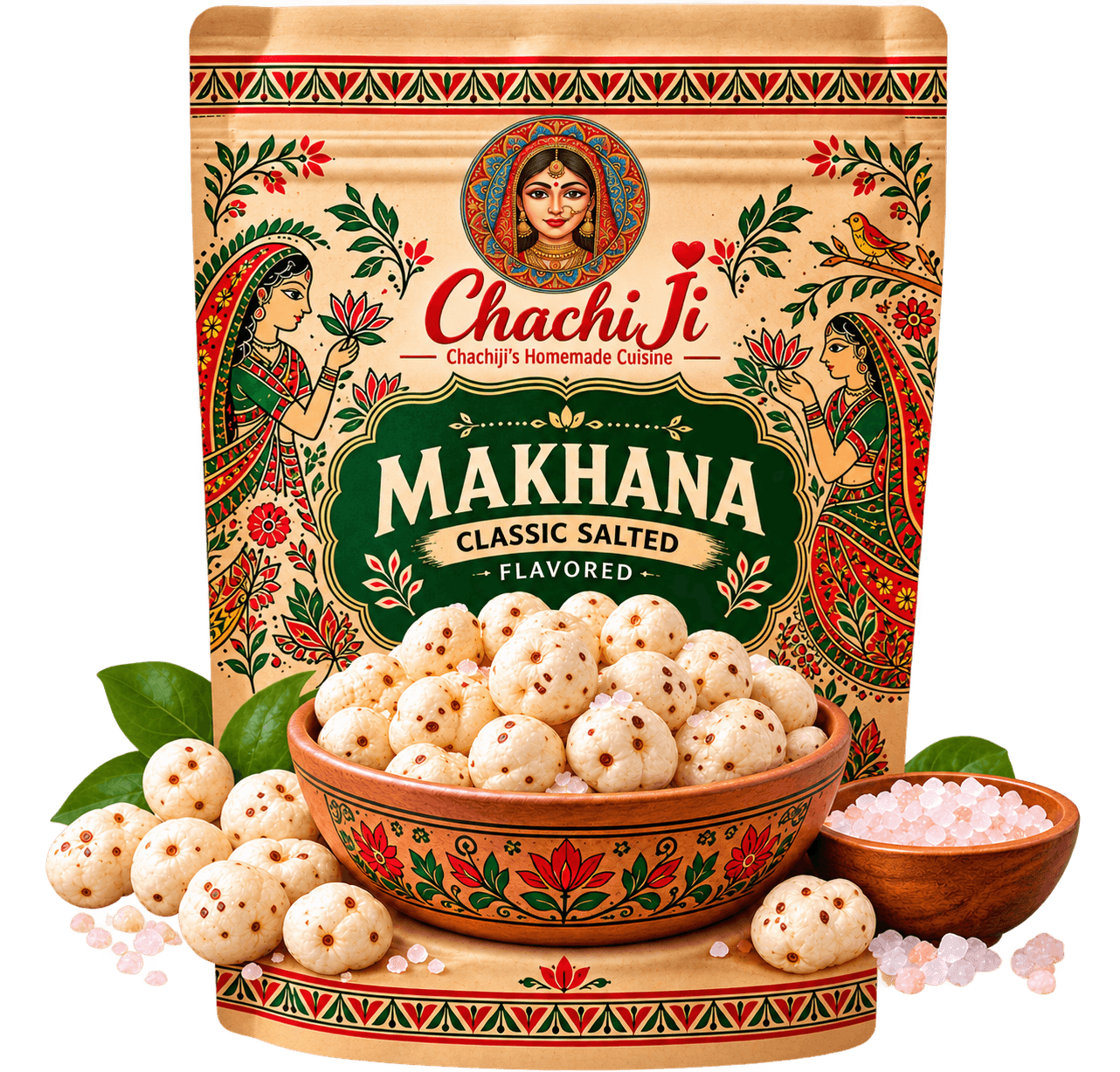 Chachiji Classic Salted Makhana | Roasted Fox Nuts | Traditional Mithila Taste | Crunchy & Delicious Snack