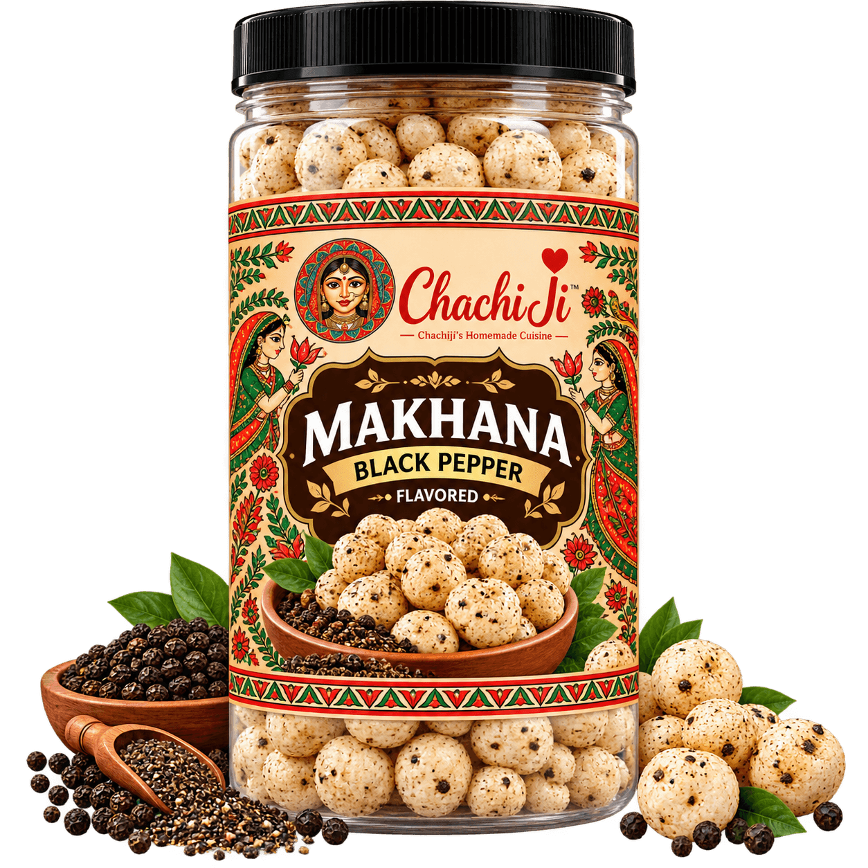 Black Pepper Makhana | Pepper Flavoured Roasted Fox Nuts | Classic Spicy & Crunchy Snack