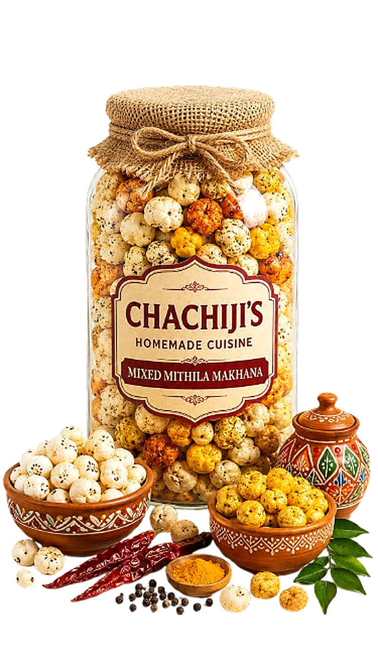 Chachiji's Mixed Mithila Makhana Glass Jar and Madhubani Pottery