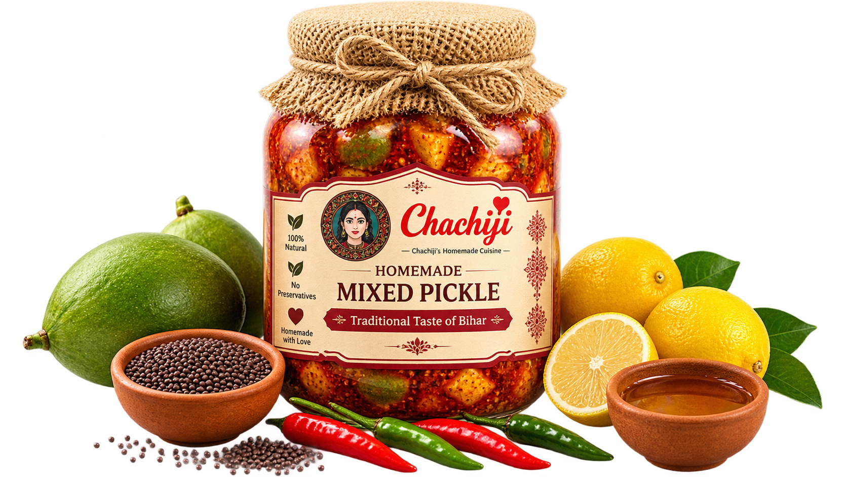 Chachiji's Sun-Cured Handmade Pickle Ingredients and Spices